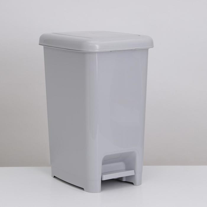 фото Ведро для мусора с педалью ddstyle «слим», 60 л, цвет серый