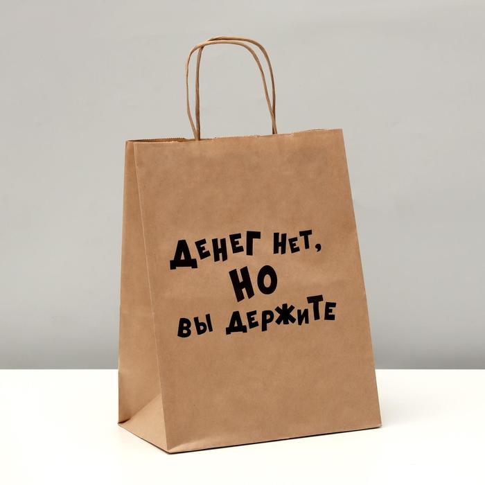 Пакет подарочный «Денег нет, но вы держите», крафт, 24 х 10 х 30 см
Пакет подарочный «Денег нет, но вы держите», крафт, 24 х 10 х 30 см