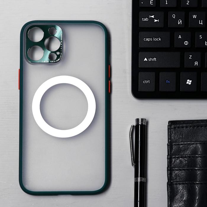 Чехол LuazON для iPhone 12 Pro Max, поддержка MagSafe, с окантовкой, пластиковый, зеленый 
Чехол LuazON для iPhone 12 Pro Max, поддержка MagSafe, с окантовкой, пластиковый, зеленый