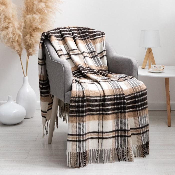 Плед «Метро», 140х200, бежевый/белый/коричневый 
Плед «Метро», 140х200, бежевый/белый/коричневый