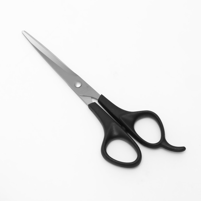 фото Ножницы парикмахерские с упором, лезвие — 6 см, цвет чёрный/серебристый queen fair