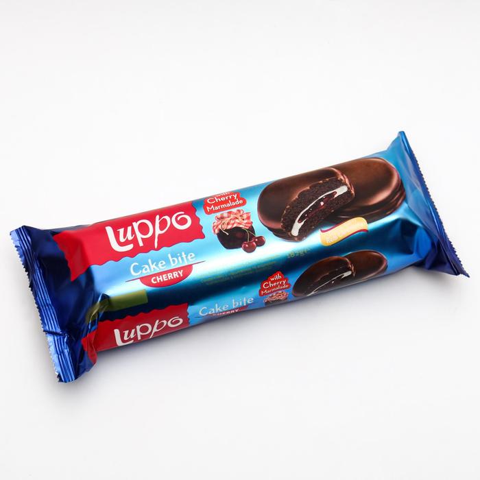 Кекс Luppo в молочном шоколаде, с маршмеллоу и вишневой начинкой, 182 г