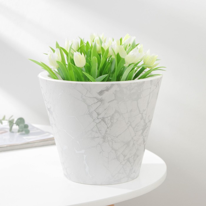 Кашпо «Декор», 3 л, цвет белый мрамор 
Кашпо «Декор», 3 л, цвет белый мрамор