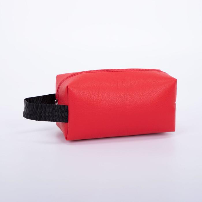 фото Косметичка, отдел на молнии, с ручкой, цвет красный