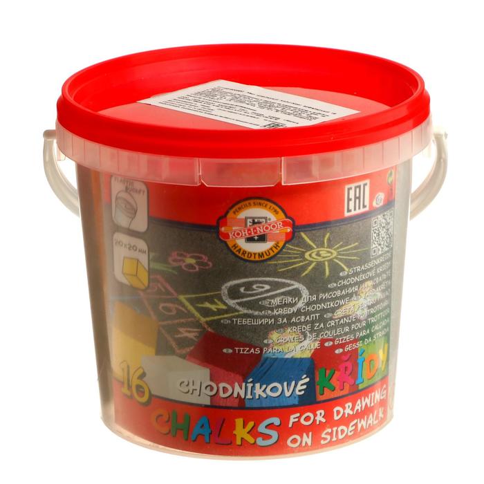 Мелки цветные для асфальта 16 штук, 6 цветов, Koh-I-Noor 1125, прямоугольные, в ведре
Мелки цветные для асфальта 16 штук, 6 цветов, Koh-I-Noor 1125, прямоугольные, в ведре