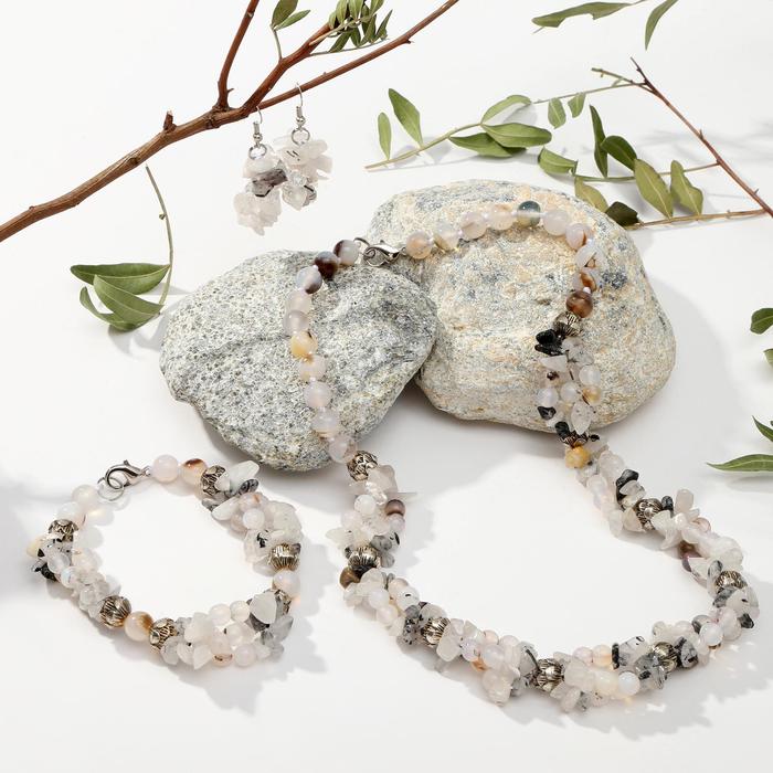 Набор 3 предмета: серьги, колье, браслет "Агат волосатик" крошка через бусины, цвет чёрный
Набор 3 предмета: серьги, колье, браслет "Агат волосатик" крошка через бусины, цвет чёрный