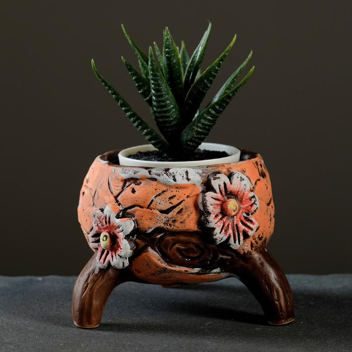 Горшок "Цветы" на ножках, 10*10*8см 
Горшок "Цветы" на ножках, 10*10*8см