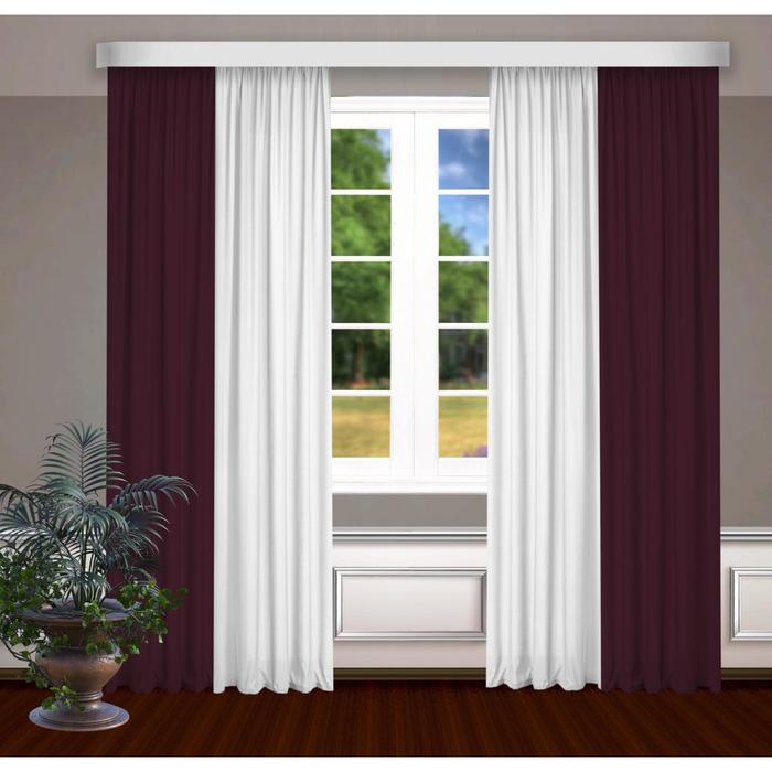 Шторы, размер, 145 х 270 см - 2 шт., цвет белый/бордовый
Шторы, размер, 145 х 270 см - 2 шт., цвет белый/бордовый
