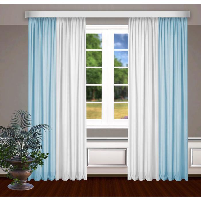 Шторы, размер, 145 х 270 см - 2 шт., цвет белый/голубой
Шторы, размер, 145 х 270 см - 2 шт., цвет белый/голубой