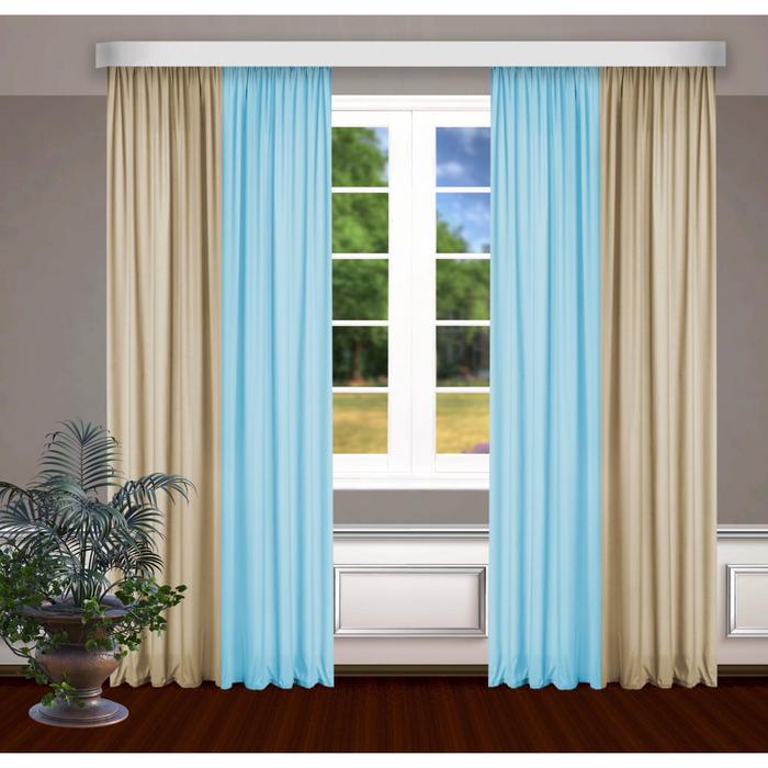 Шторы, размер, 145 х 270 см - 2 шт., цвет голубой/бежевый
Шторы, размер, 145 х 270 см - 2 шт., цвет голубой/бежевый