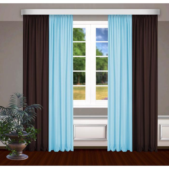 Шторы, размер, 145 х 270 см - 2 шт., цвет голубой/коричневый
Шторы, размер, 145 х 270 см - 2 шт., цвет голубой/коричневый
