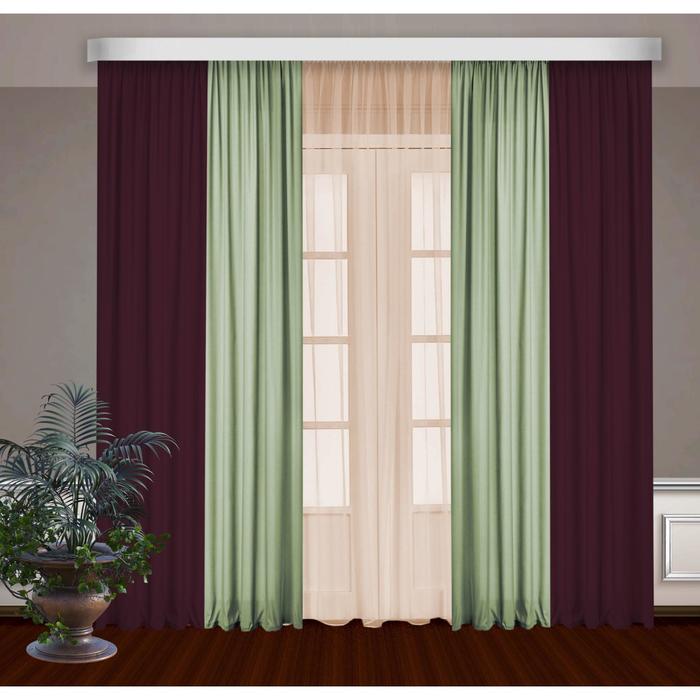 Шторы, размер, 145 х 270 см - 2 шт., тюль 300 х 270 см, цвет бордо/фисташка
Шторы, размер, 145 х 270 см - 2 шт., тюль 300 х 270 см, цвет бордо/фисташка