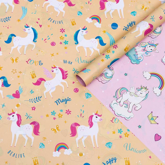 Бумага глянцевая двухстороняя "Единорожки", персиковый, 70 х 100 см
Бумага глянцевая двухстороняя "Единорожки", персиковый, 70 х 100 см