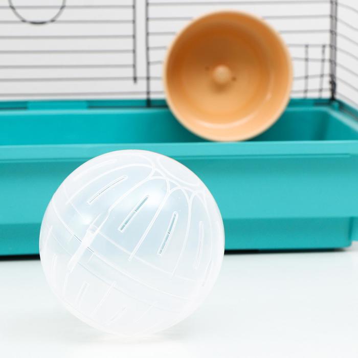Набор для грызунов, шар прозрачный 14 см + колесо полузакрытое, бежевое 13.5 см