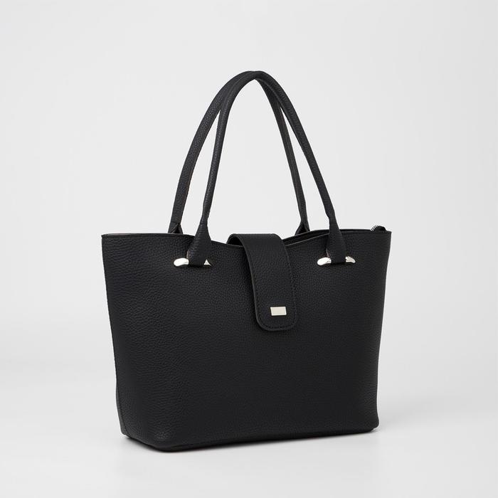 Сумка-тоут, отдел на молнии, наружный карман, цвет чёрный
Сумка-тоут, отдел на молнии, наружный карман, цвет чёрный