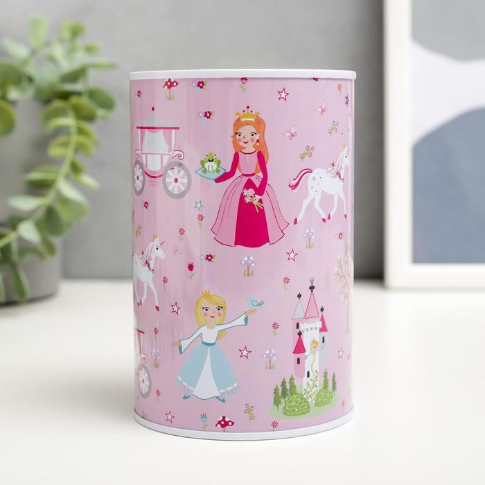 фото Копилка металл банка "принцессы, замки и кареты" микс 12х8х8 см