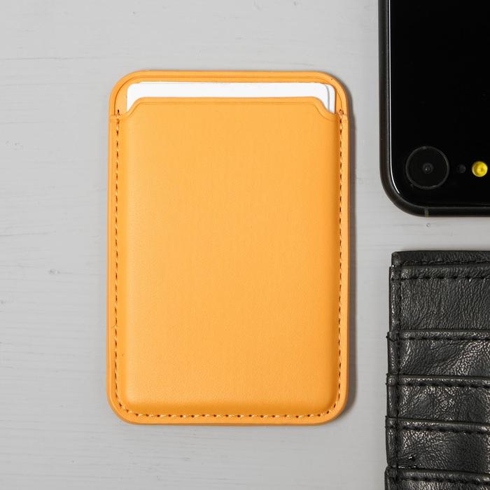 фото Кожаный чехол-бумажник luazon, поддержка magsafe для iphone 12/pro/mini/pro max, оранжевый luazon home