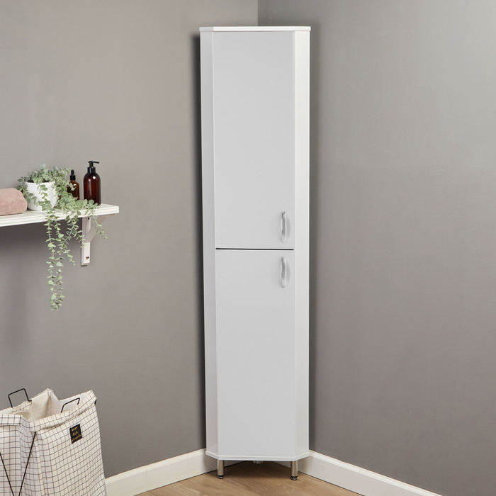 фото Пенал для ванной комнаты угловой, 31,5 х 31,5 х 180 см logro