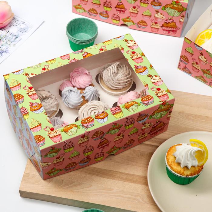 Упаковка на 6 капкейков с окном "Ассорти", 25 х 17 х 10 см
Упаковка на 6 капкейков с окном "Ассорти", 25 х 17 х 10 см