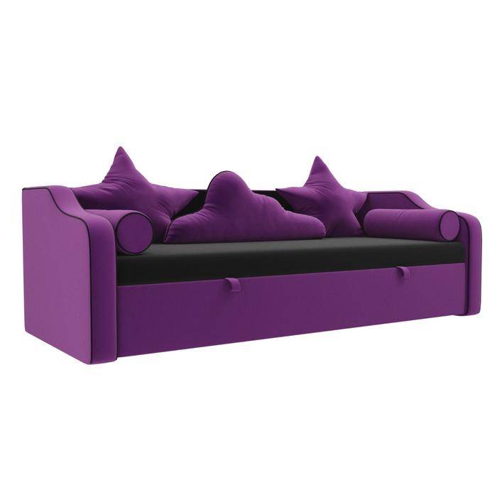 фото Детский диван-кровать «рико», микровельвет, цвет чёрный / фиолетовый