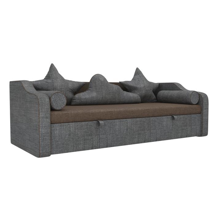 фото Детский диван-кровать «рико», рогожка, цвет коричневый / серый