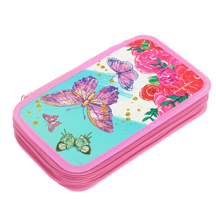 фото Пенал 2 секции, 125 х 205 х 40 мм, calligrata 30п26/2 "бабочки", ламинированный картон