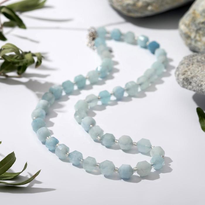 Бусы многогранник через бисер "Аквамарин", 45см 
Бусы многогранник через бисер "Аквамарин", 45см