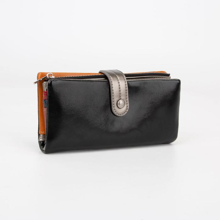 Кошелёк женский, отдел на кнопке, цвет чёрный 
Кошелёк женский, отдел на кнопке, цвет чёрный