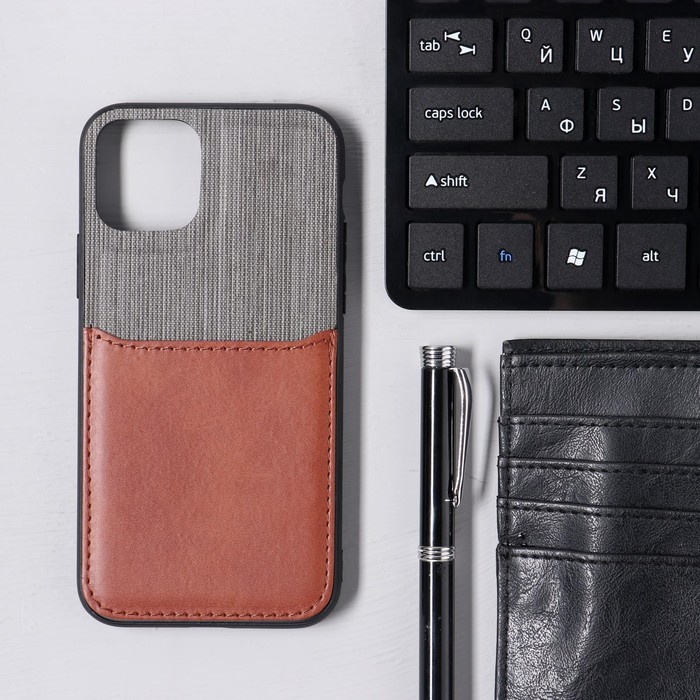 Чехол LuazON для iPhone 11 Pro, с отсеком под карты, текстиль+кожзам, коричневый
Чехол LuazON для iPhone 11 Pro, с отсеком под карты, текстиль+кожзам, коричневый