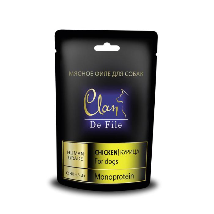 Лакомство CLAN De File для собак, курица, 40 г
Лакомство CLAN De File для собак, курица, 40 г
