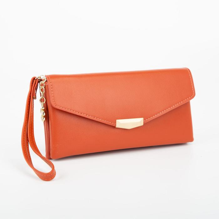 Кошелёк на кнопке, с ручкой, цвет оранжевый
Кошелёк на кнопке, с ручкой, цвет оранжевый