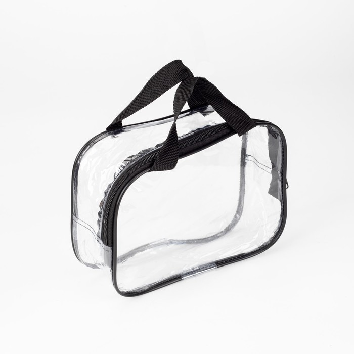 фото Косметичка на молнии, цвет прозрачный/чёрный