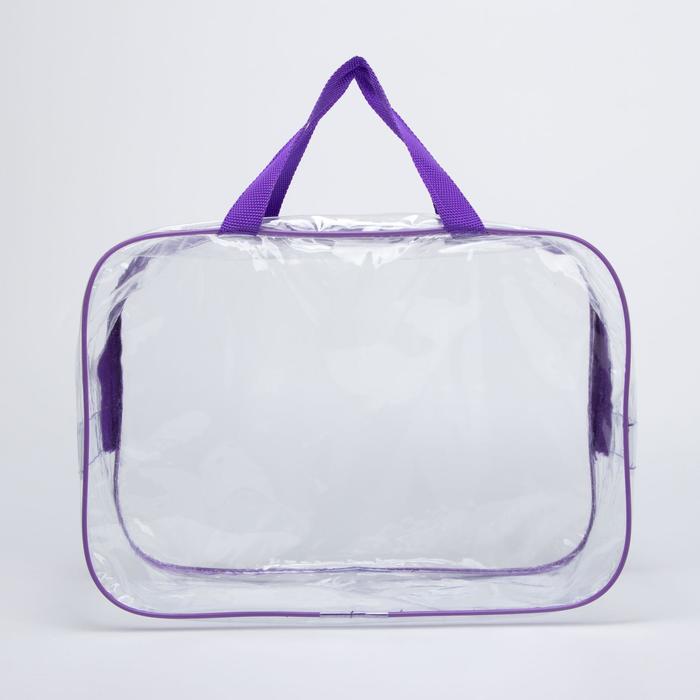 фото Косметичка на молнии, цвет прозрачный/фиолетовый