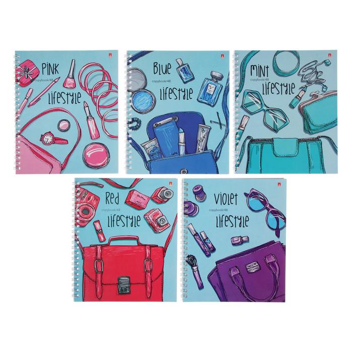 Тетрадь А5+, 48 листов в клетку, на гребне LIFE STYLE, обложка мелованный картон, глянцевая ламинация, блок офсет, МИКС 
Тетрадь А5+, 48 листов в клетку, на гребне LIFE STYLE, обложка мелованный картон, глянцевая ламинация, блок офсет, МИКС