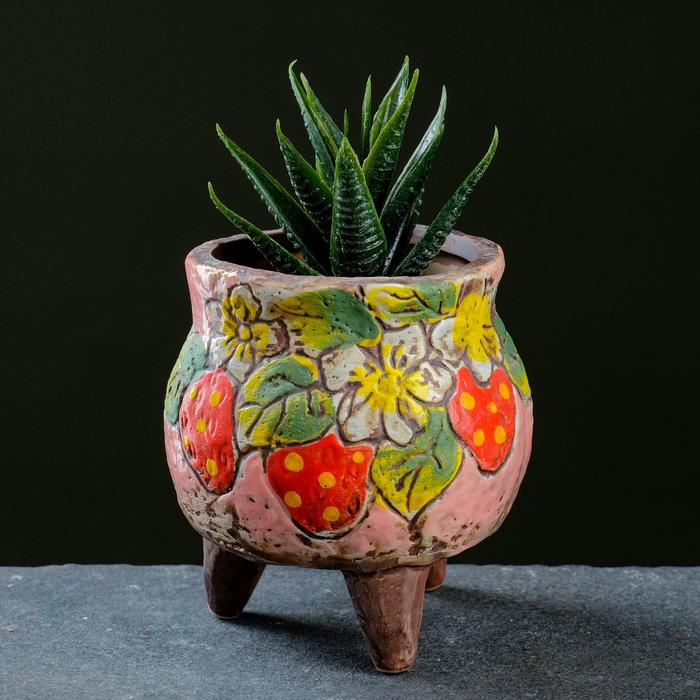 Горшок "Клубника" на ножках круглое, 10*7*7см 
Горшок "Клубника" на ножках круглое, 10*7*7см