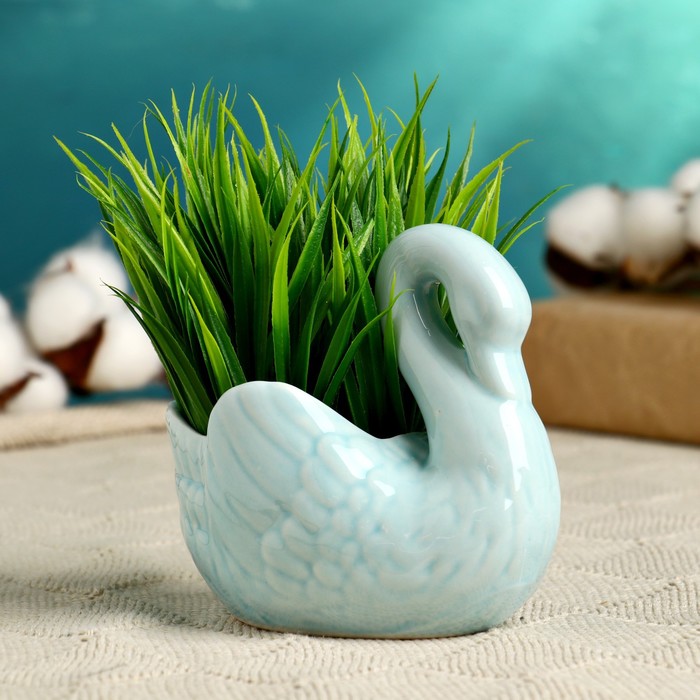 Горшок "Лебедь" голубое 11*6*10см 
Горшок "Лебедь" голубое 11*6*10см