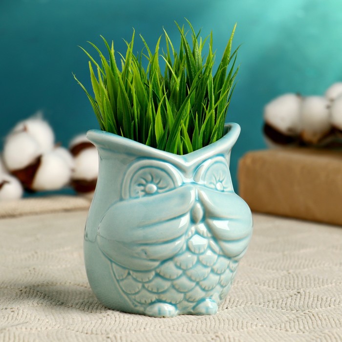 Горшок "Сова" голубой, 9,5*9см 
Горшок "Сова" голубой, 9,5*9см