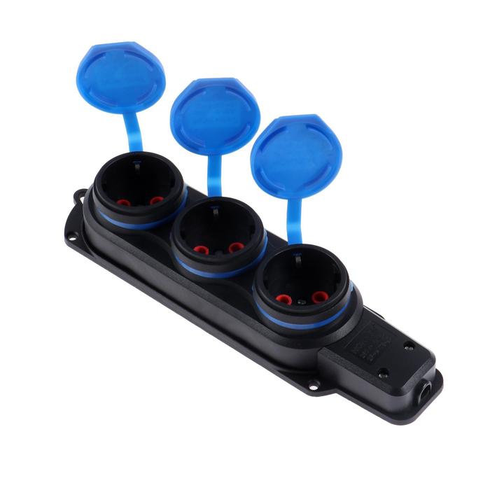 Колодка штепсельная, 16 А, IP44, 3 розетки, с крышками, с з/к, каучук, черная
Колодка штепсельная, 16 А, IP44, 3 розетки, с крышками, с з/к, каучук, черная