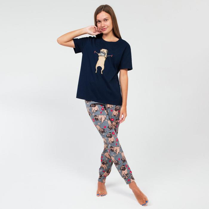 Пижама женская (футболка, брюки), цвет тёмно-синий, размер. 56
Пижама женская (футболка, брюки), цвет тёмно-синий, размер. 56