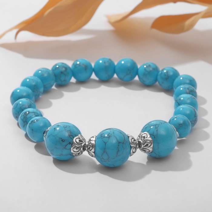 Браслет шар №8+№12 "Бирюза " с шапочками ,17см
Браслет шар №8+№12 "Бирюза " с шапочками ,17см