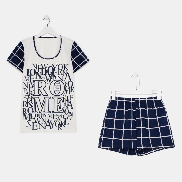 Пижама женская (футболка, шорты), цвет синий, размер 56
Пижама женская (футболка, шорты), цвет синий, размер 56