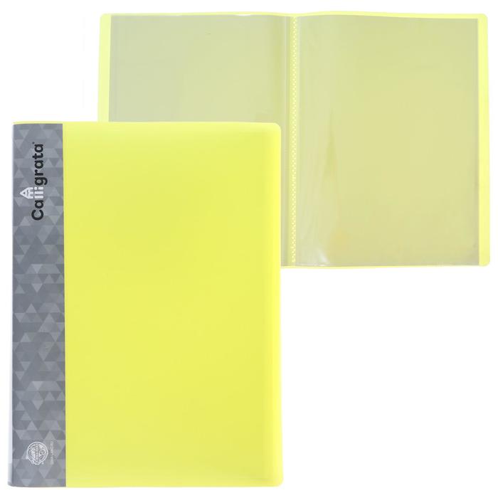 Папка с 30 вкладышами А4, 500 мкм, Calligrata, карман на корешке, неон, жёлтая 
Папка с 30 вкладышами А4, 500 мкм, Calligrata, карман на корешке, неон, жёлтая