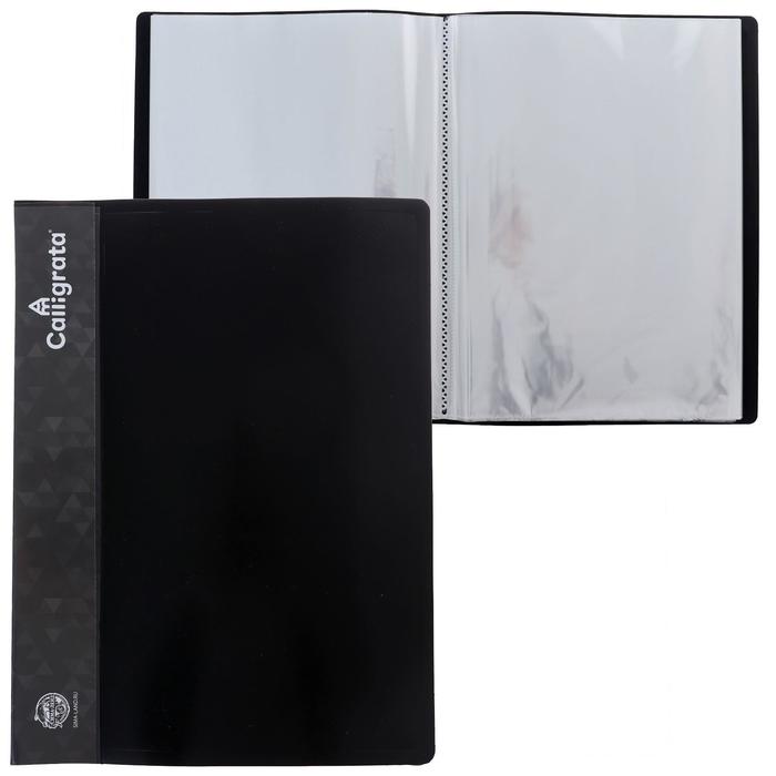 Папка с 80 вкладышами А4, 700 мкм, Calligrata, карман на корешке, чёрная 
Папка с 80 вкладышами А4, 700 мкм, Calligrata, карман на корешке, чёрная