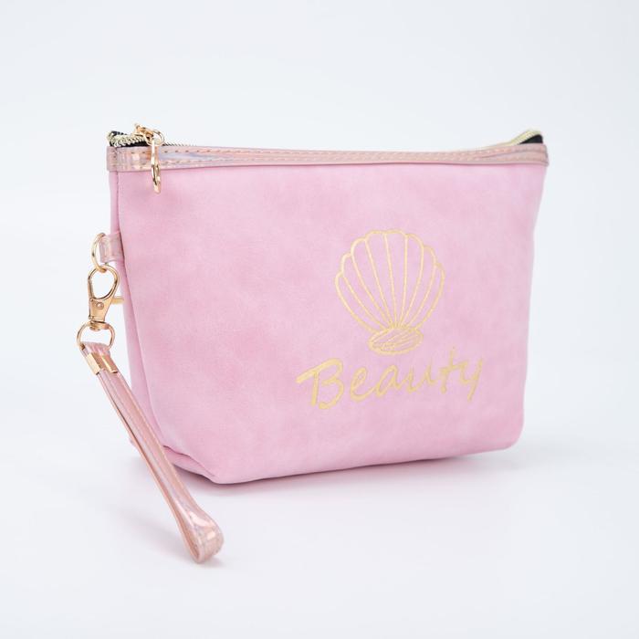 фото Косметичка дорожная, отдел на молнии, с ручкой, цвет розовый