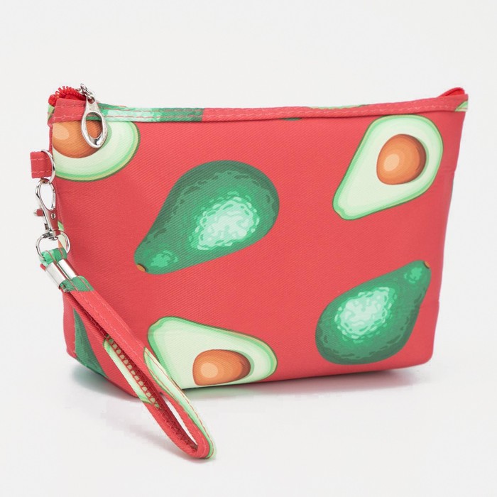 фото Косметичка-сумочка, отдел на молнии, с ручкой, цвет красный, «авокадо»