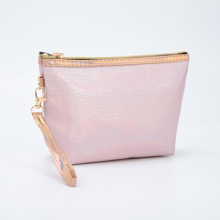 фото Косметичка-сумочка, отдел на молнии, с ручкой, цвет розовый