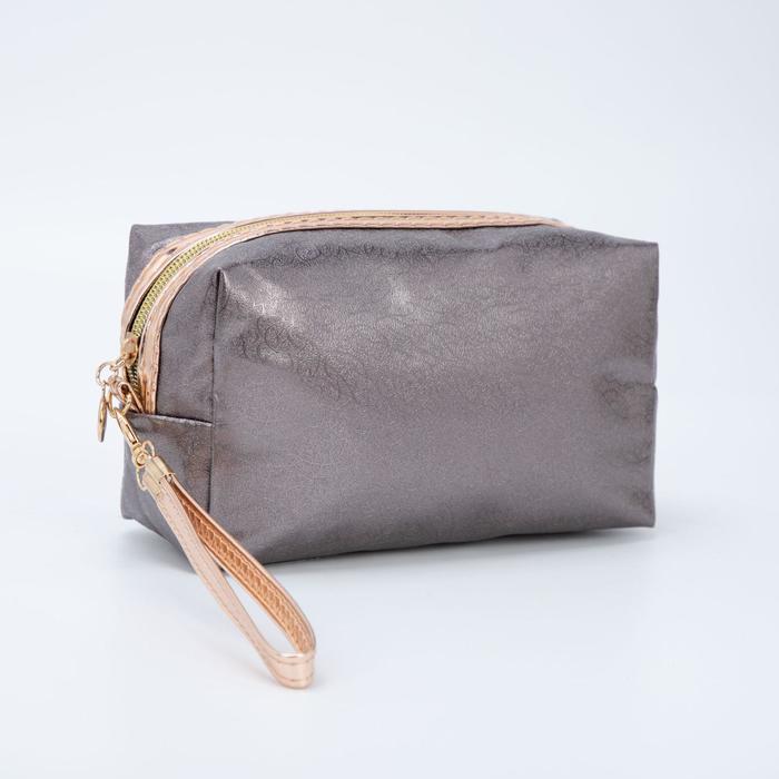 Косметичка дорожная, отдел на молнии, с ручкой, цвет бронзовый 
Косметичка дорожная, отдел на молнии, с ручкой, цвет бронзовый