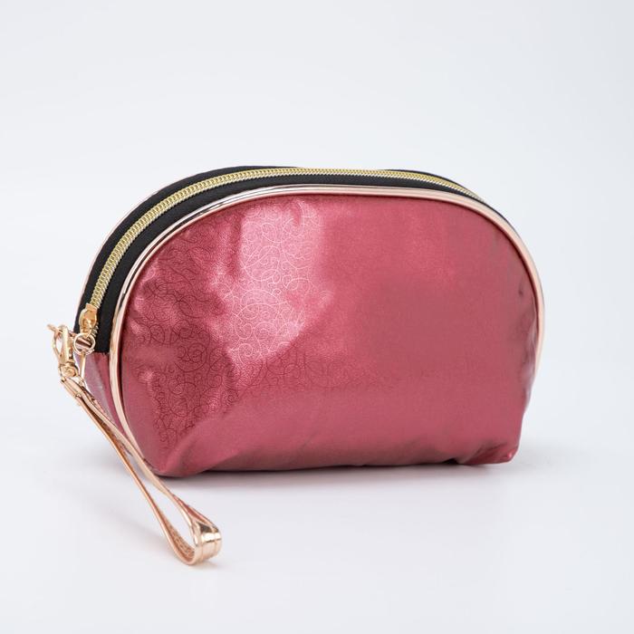 фото Косметичка-сумочка, отдел на молнии, с ручкой, цвет бордовый