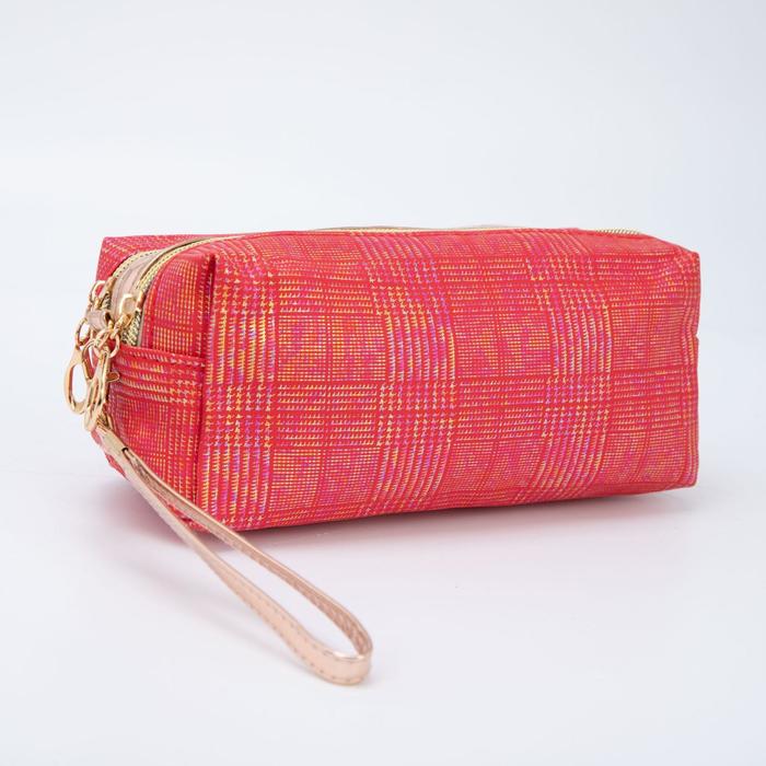 фото Косметичка, 2 отдела на молнии, с ручкой, цвет красный