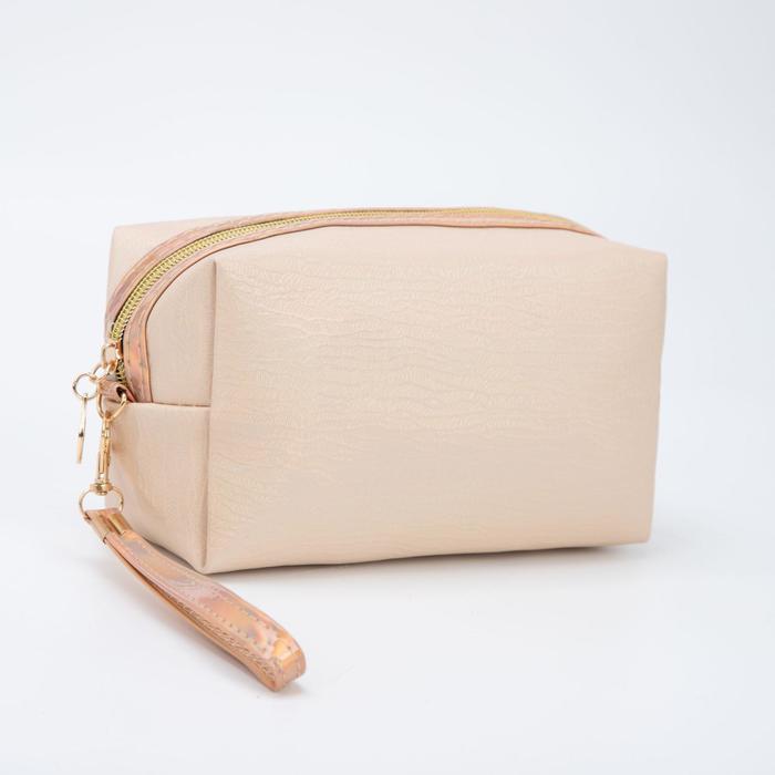 Косметичка дорожная, отдел на молнии, с ручкой, цвет бежевый 
Косметичка дорожная, отдел на молнии, с ручкой, цвет бежевый